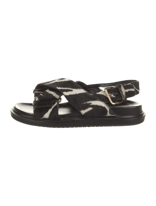 Marni Ponyhair Animal Print Slingback Sandals