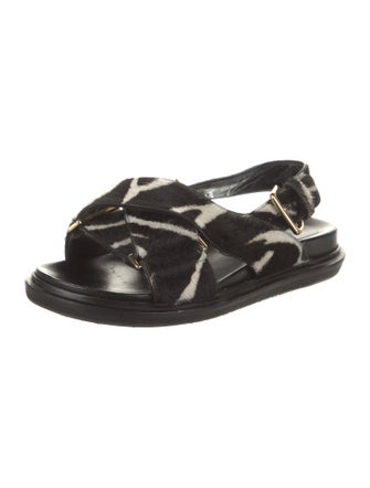 Marni Ponyhair Animal Print Slingback Sandals