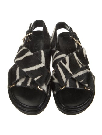 Marni Ponyhair Animal Print Slingback Sandals