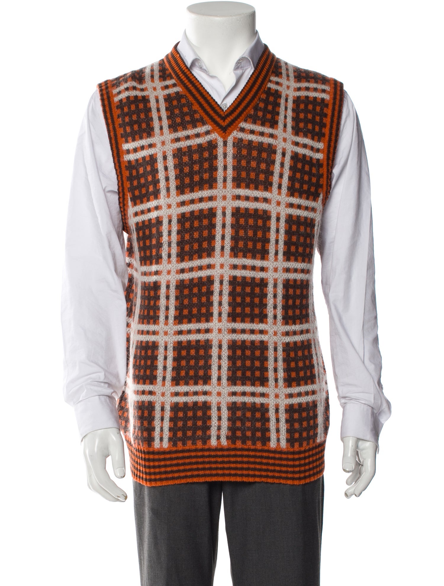 Marni Virgin Wool Plaid Print Sweater Vest w/ Tags