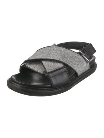 Marni Leather Glitter Accents Slingback Sandals