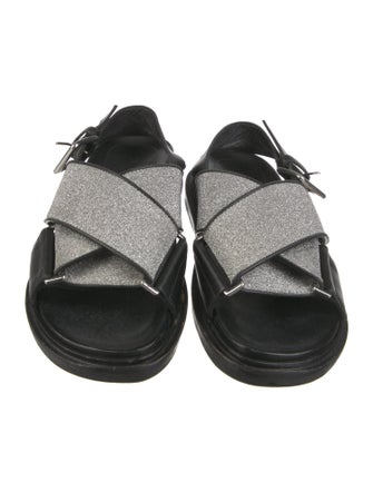 Marni Leather Glitter Accents Slingback Sandals