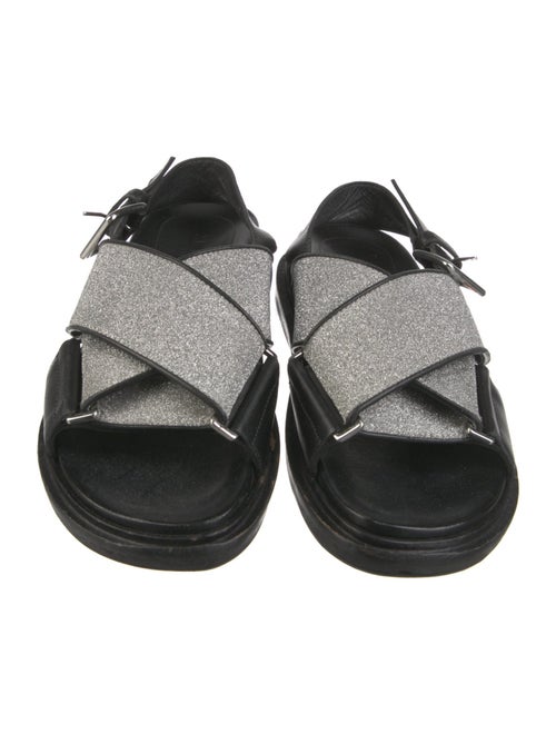 Marni Leather Glitter Accents Slingback Sandals