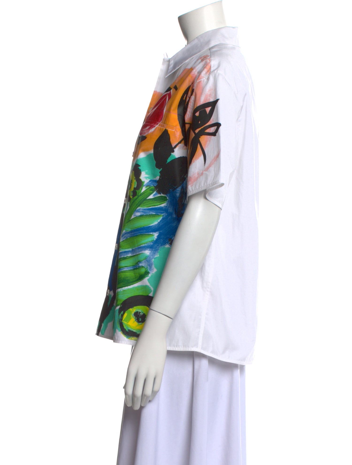 Marni Printed Short Sleeve Button-Up Top