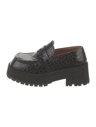 Marni Embossed Leather Animal Print Loafers