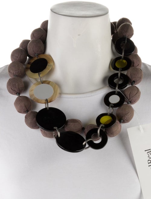 Marni Fabric, Horn & Resin Statement Necklace