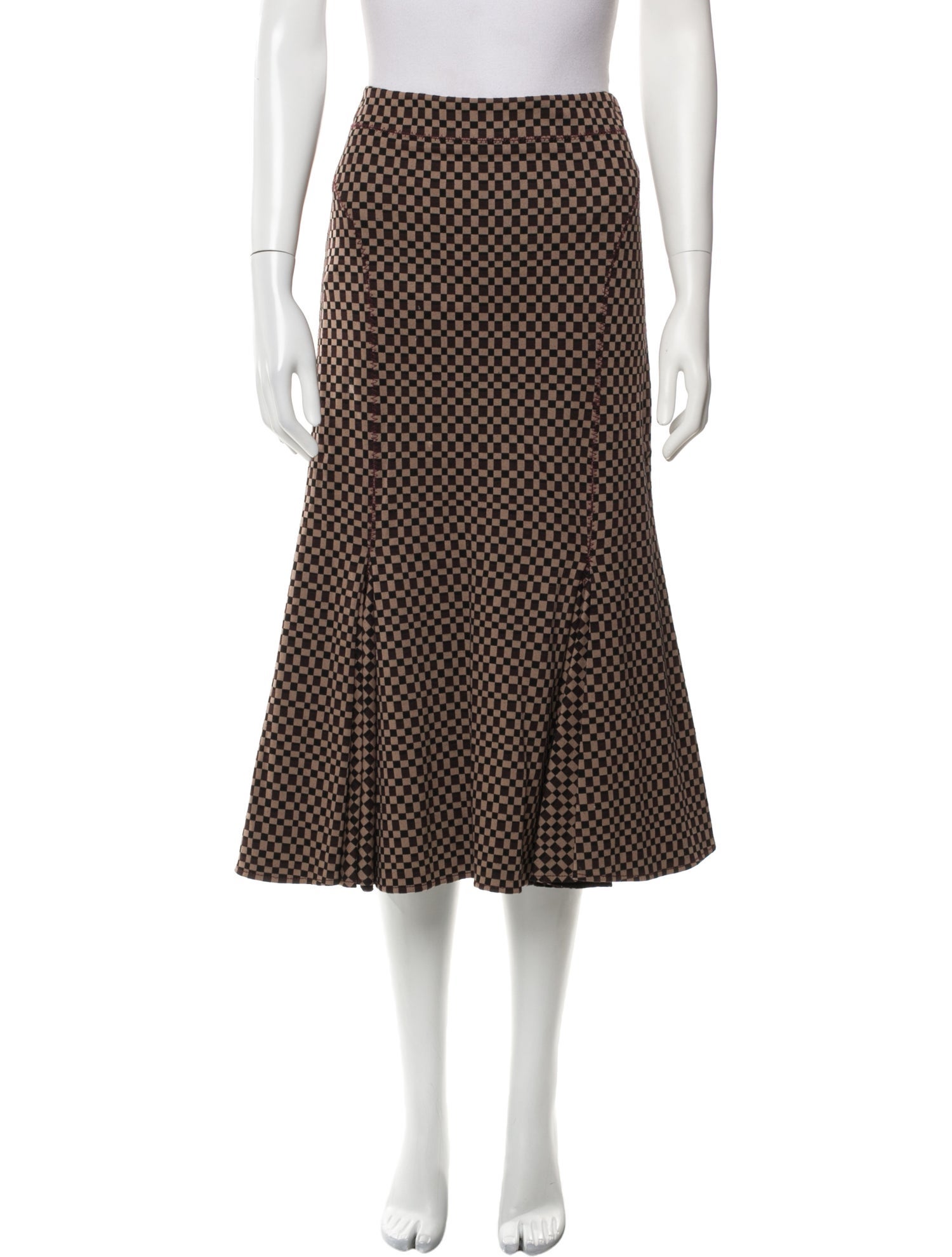 Marni Plaid Print Midi Length Skirt