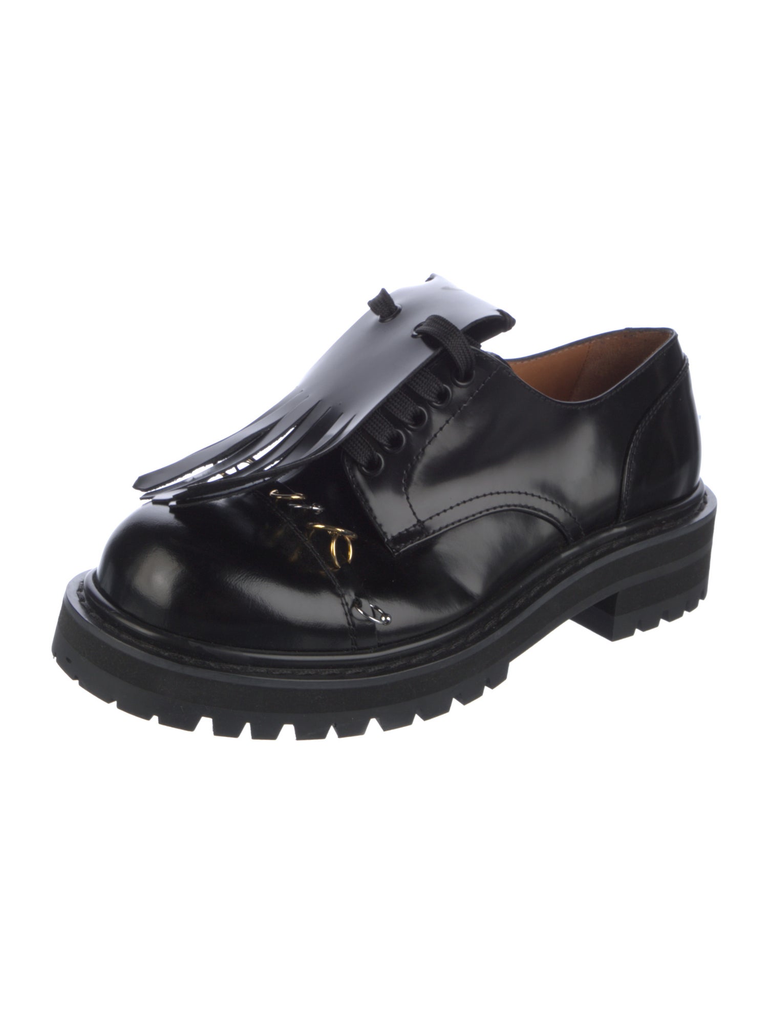 Marni Leather Chain-Link Accents Oxfords