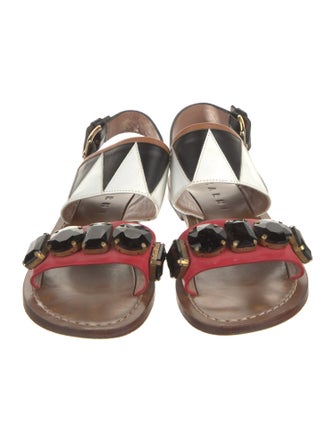 Marni Leather Printed Slingback Sandals
