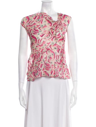 Marni Floral Print Cowl Neck Top