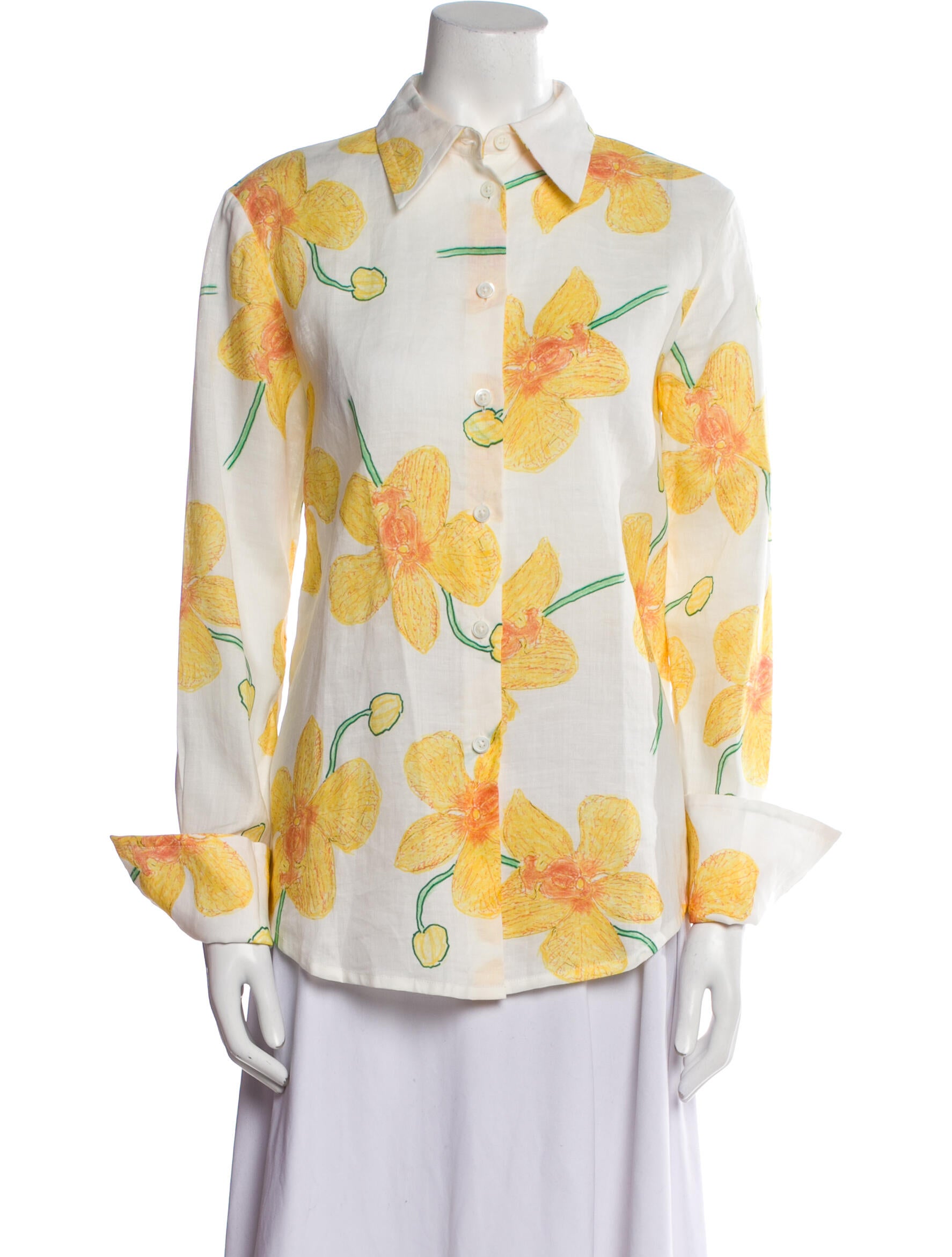 Marni Floral Print Long Sleeve Button-Up Top w/ Tags