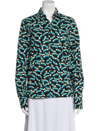 Marni Printed Long Sleeve Button-Up Top
