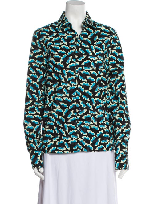 Marni Printed Long Sleeve Button-Up Top