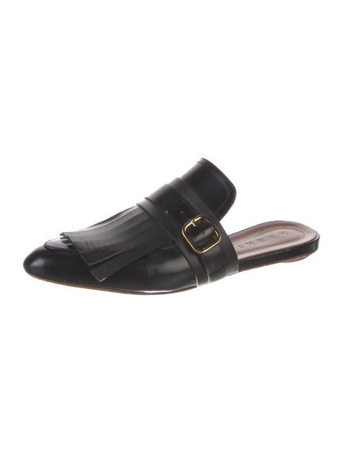 Marni Leather Fringe Trim Accent Mules