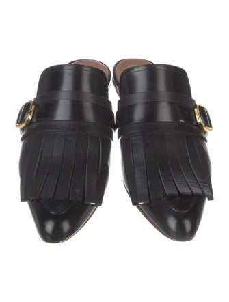 Marni Leather Fringe Trim Accent Mules