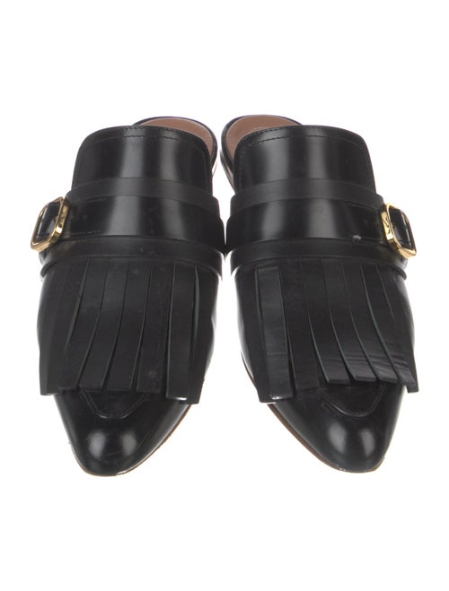 Marni Leather Fringe Trim Accent Mules