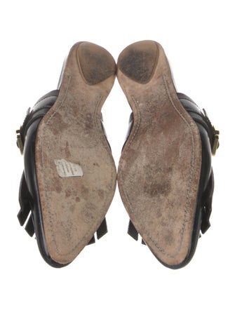 Marni Leather Fringe Trim Accent Mules