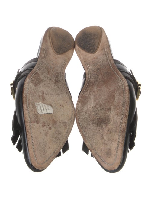 Marni Leather Fringe Trim Accent Mules