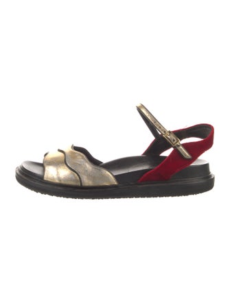 Marni Leather Colorblock Pattern Slingback Sandals
