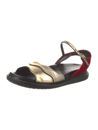 Marni Leather Colorblock Pattern Slingback Sandals