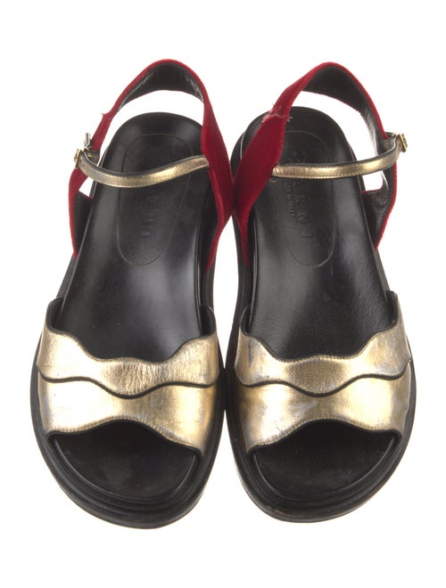 Marni Leather Colorblock Pattern Slingback Sandals