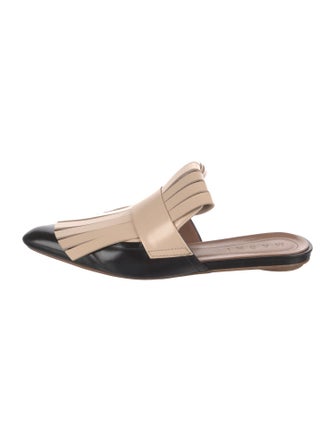 Marni Leather Fringe Trim Accent Mules