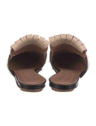 Marni Leather Fringe Trim Accent Mules