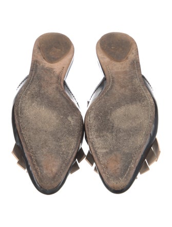 Marni Leather Fringe Trim Accent Mules