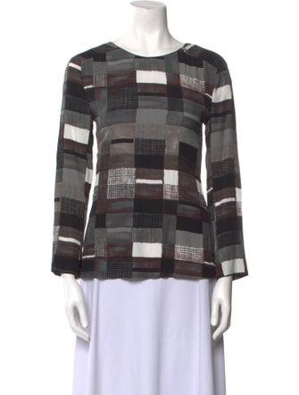 Marni Plaid Print Bateau Neckline Blouse
