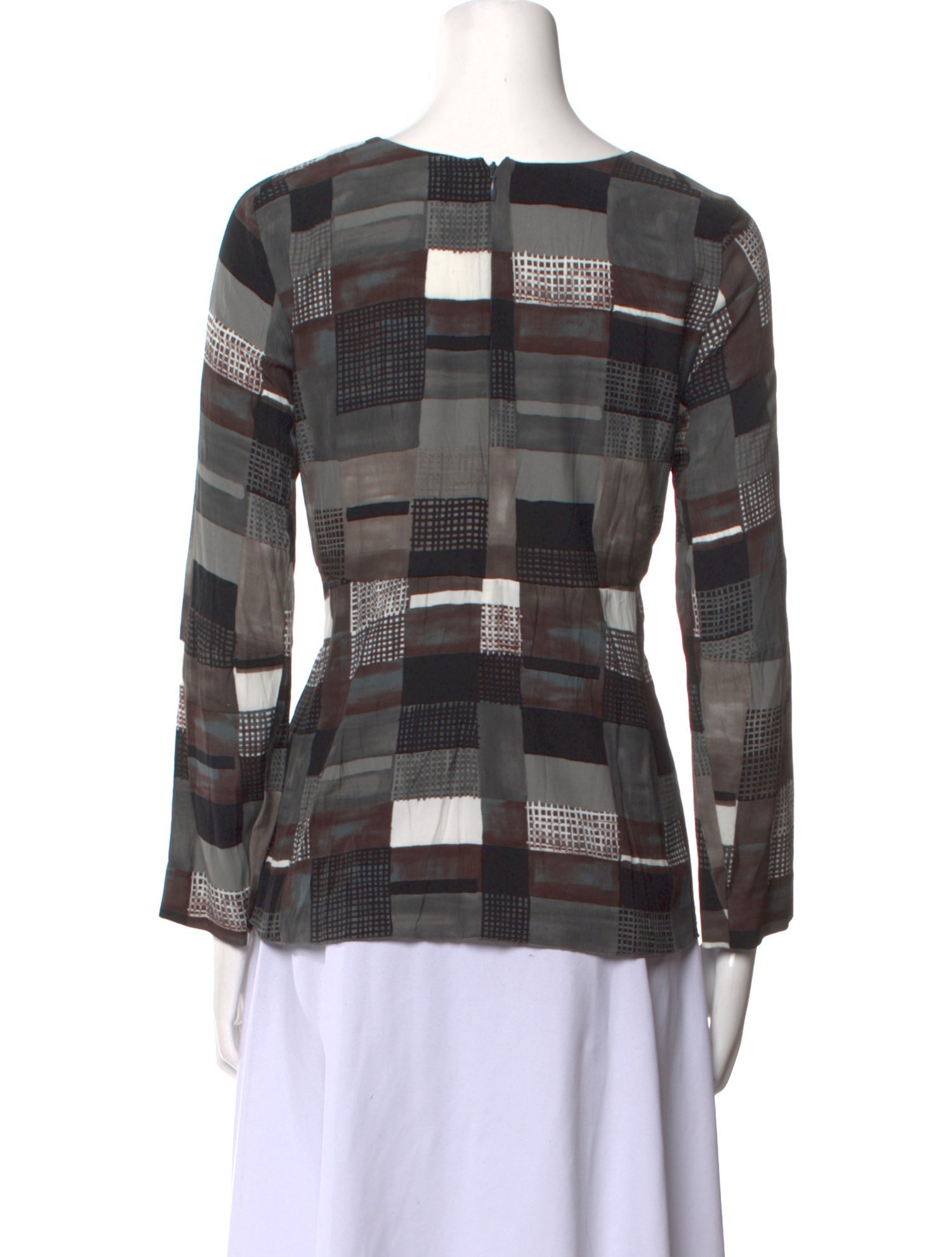Marni Plaid Print Bateau Neckline Blouse