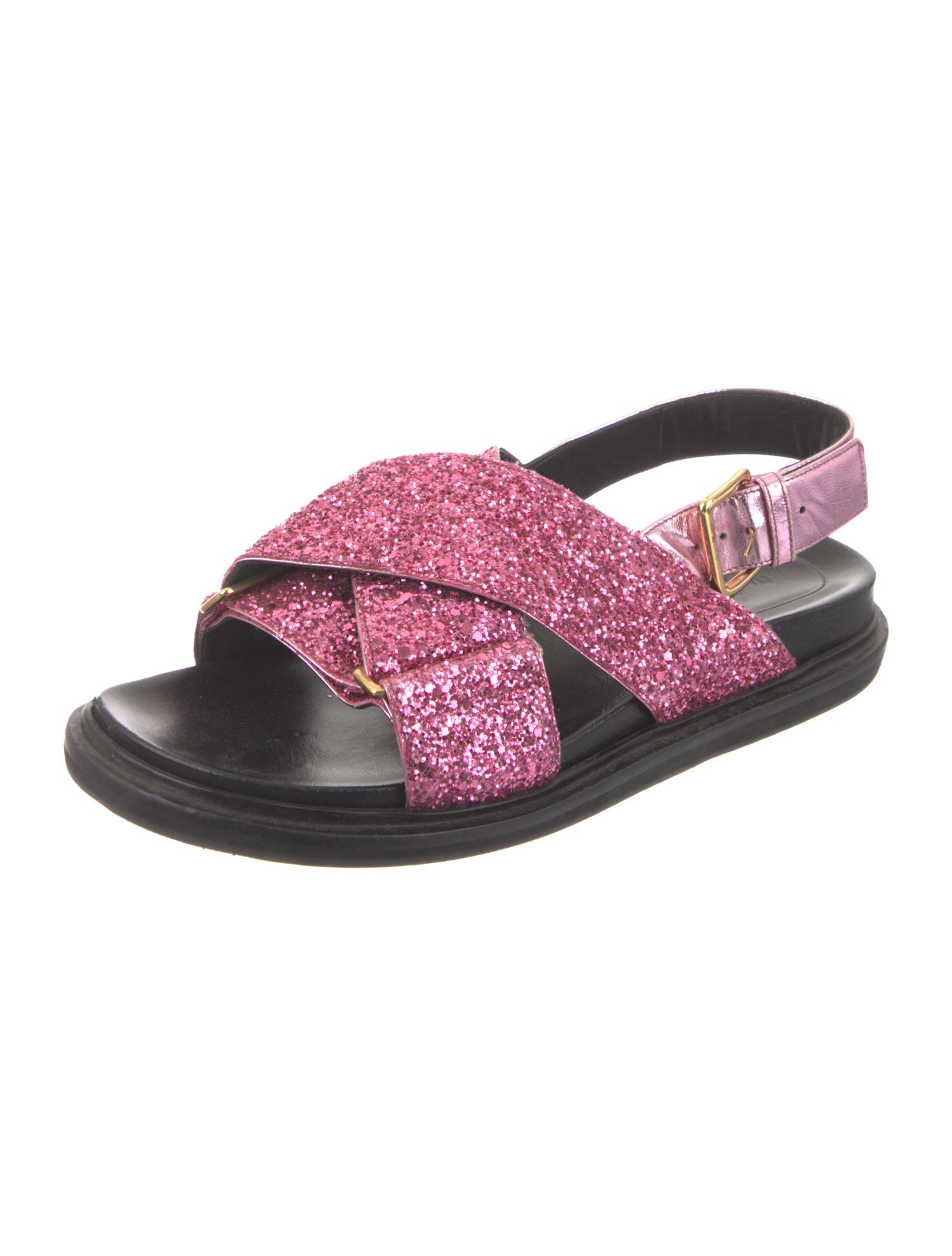 Marni Glitter Striped Slingback Sandals