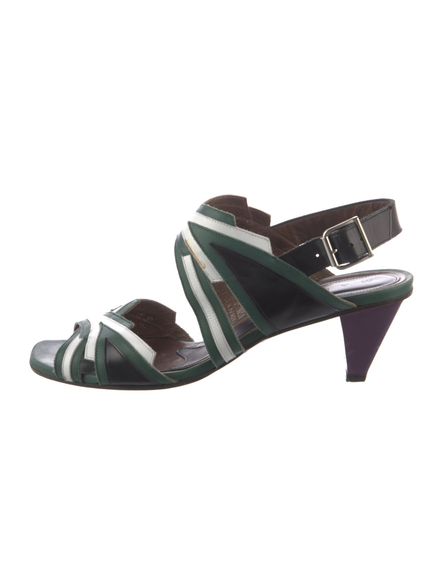 Marni Leather Printed Slingback Sandals