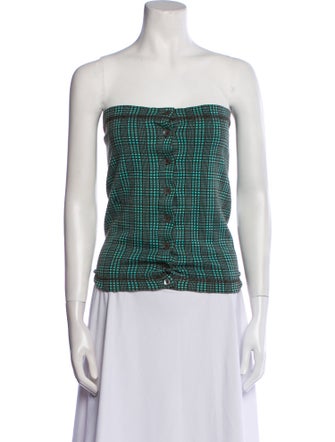 Marni Plaid Print Strapless Crop Top