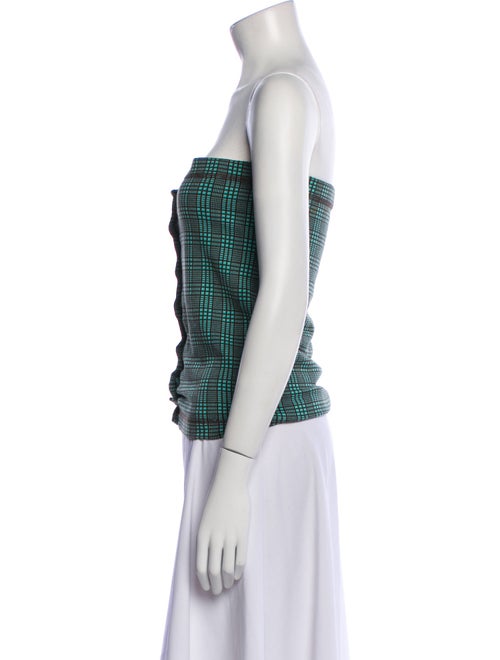 Marni Plaid Print Strapless Crop Top