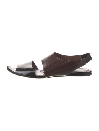 Marni Patent Leather Colorblock Pattern Slingback Sandals