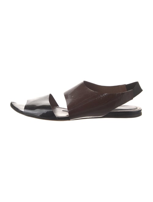Marni Patent Leather Colorblock Pattern Slingback Sandals