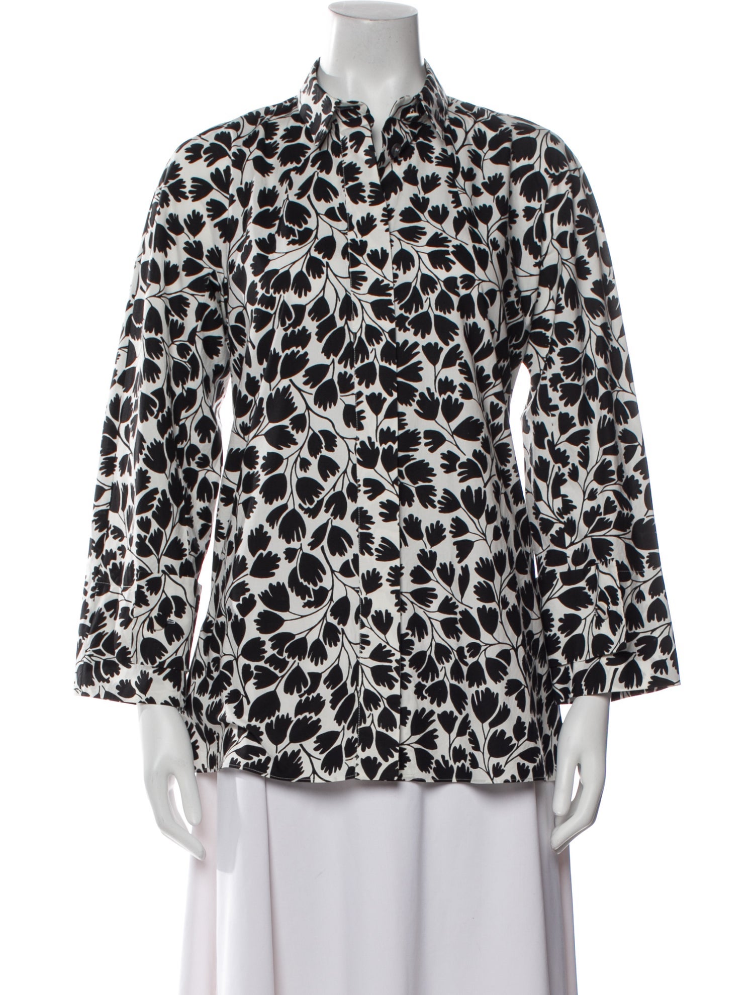 Marni Printed Long Sleeve Button-Up Top
