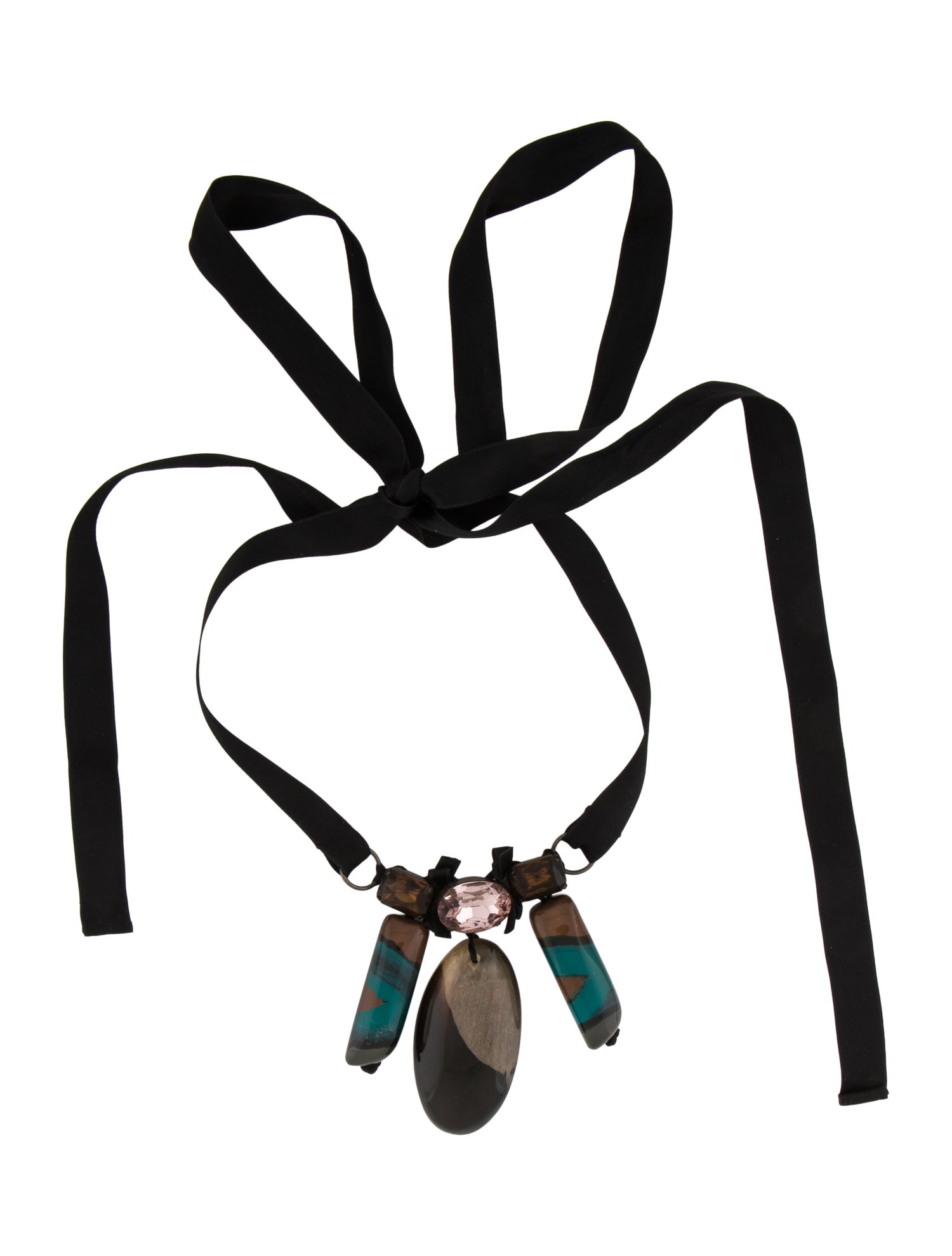Marni Ribbon, Resin, & Crystal Tie Collar Necklace