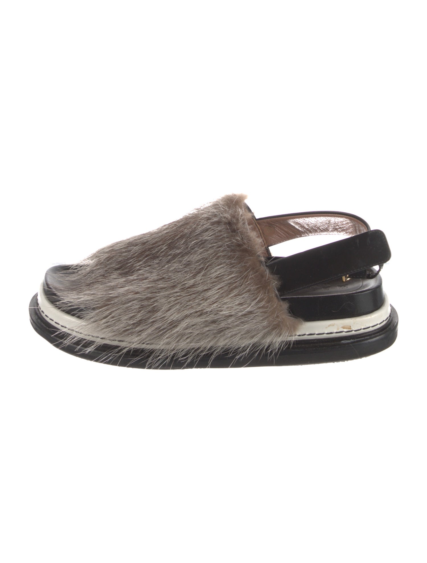 Marni Fur Fur Trim Slingback Sandals