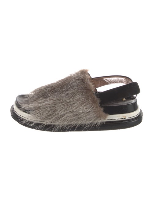Marni Fur Fur Trim Slingback Sandals