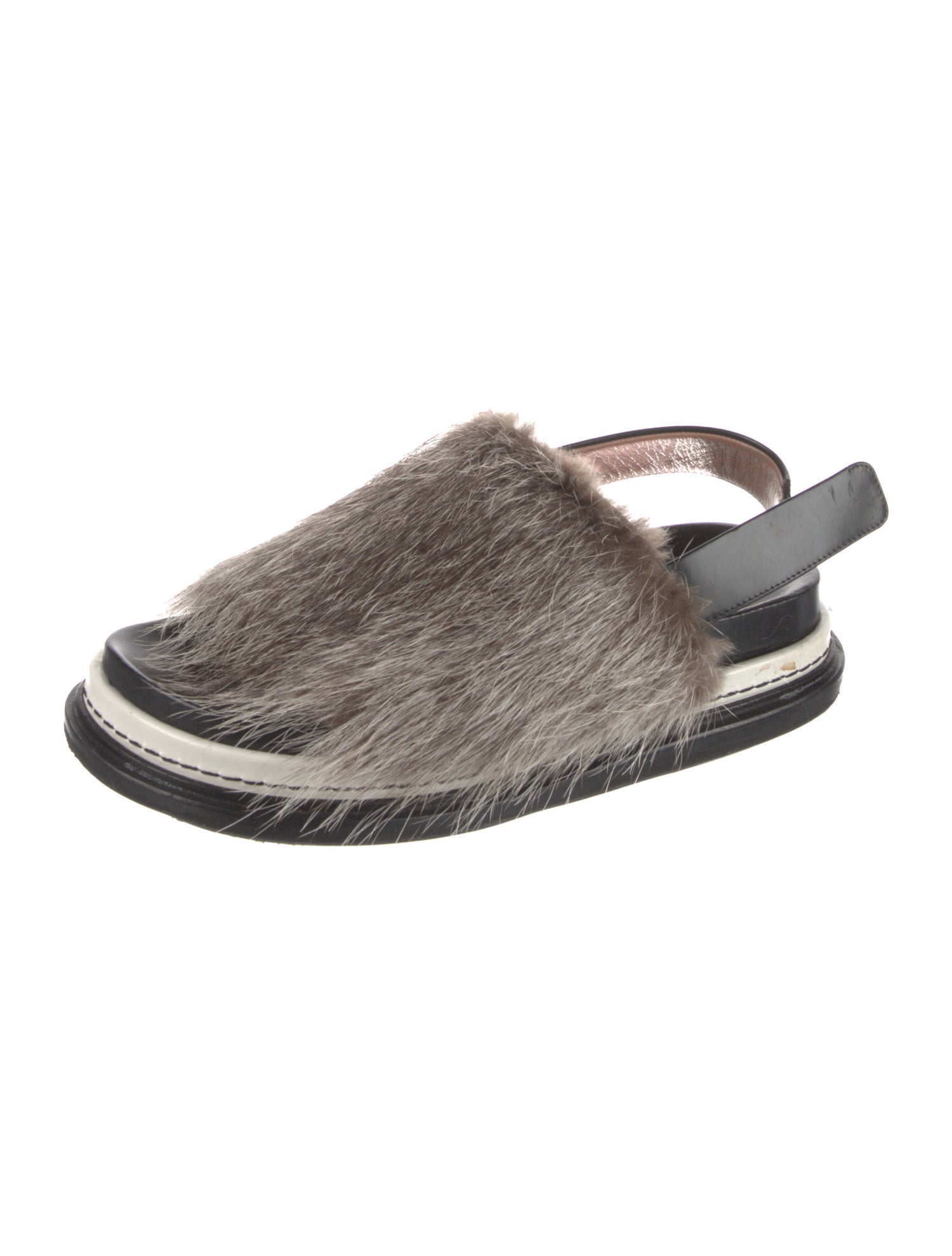 Marni Fur Fur Trim Slingback Sandals