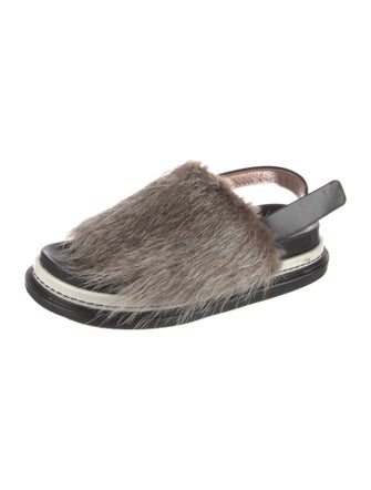 Marni Fur Fur Trim Slingback Sandals