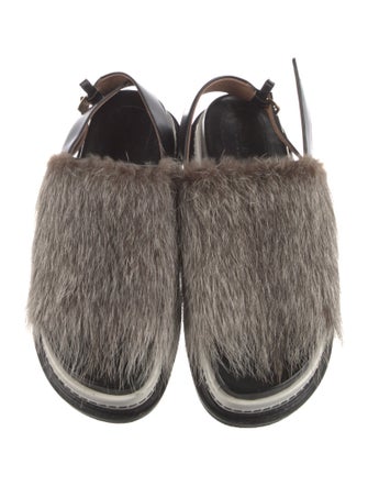 Marni Fur Fur Trim Slingback Sandals
