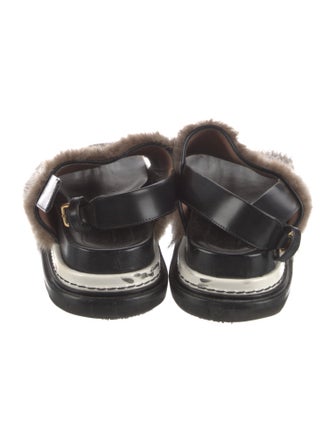 Marni Fur Fur Trim Slingback Sandals