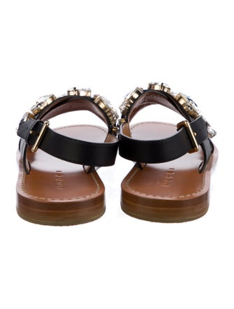 Marni Leather Crystal Embellishments Slingback Sandals