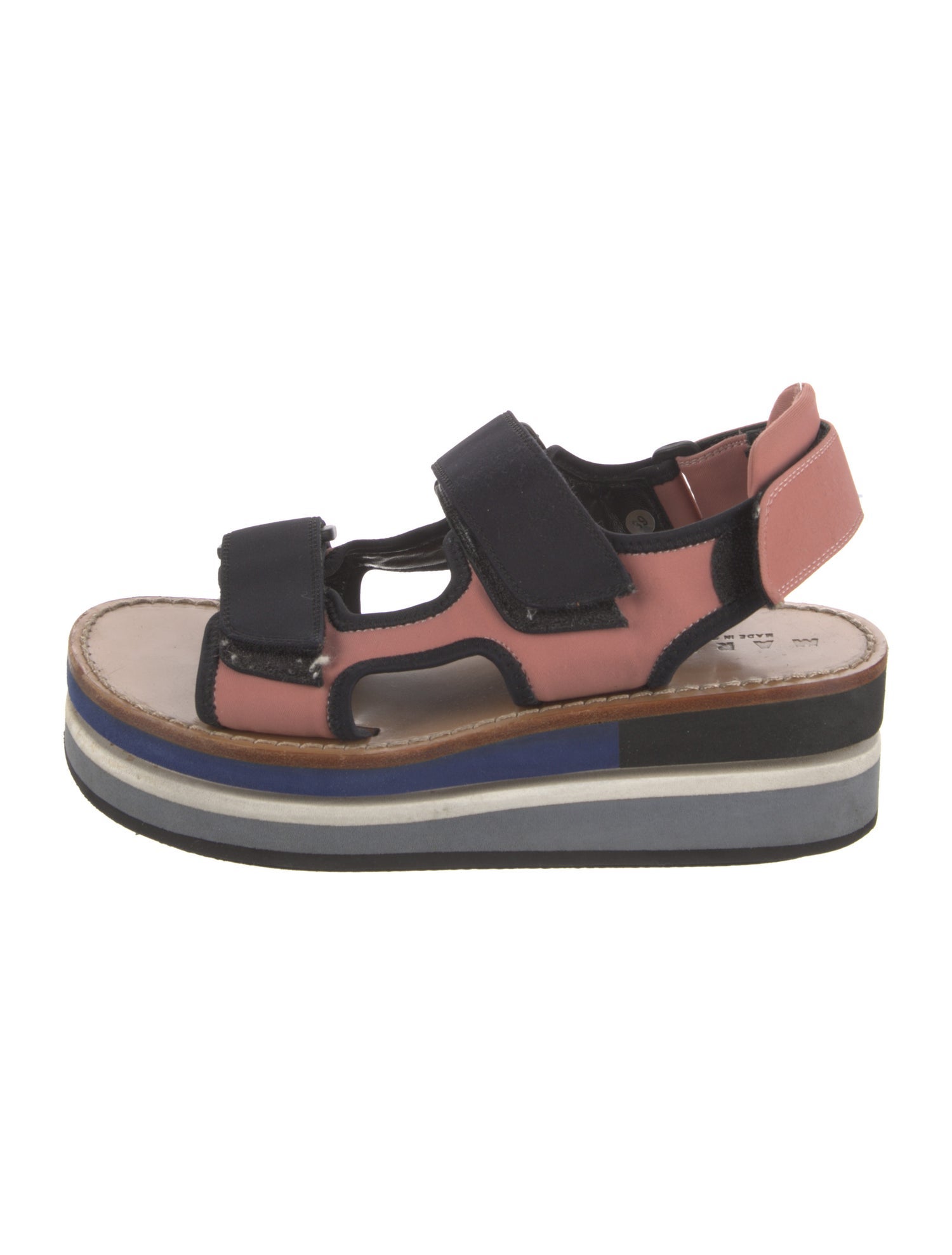 Marni Neoprene Colorblock Pattern Slingback Sandals