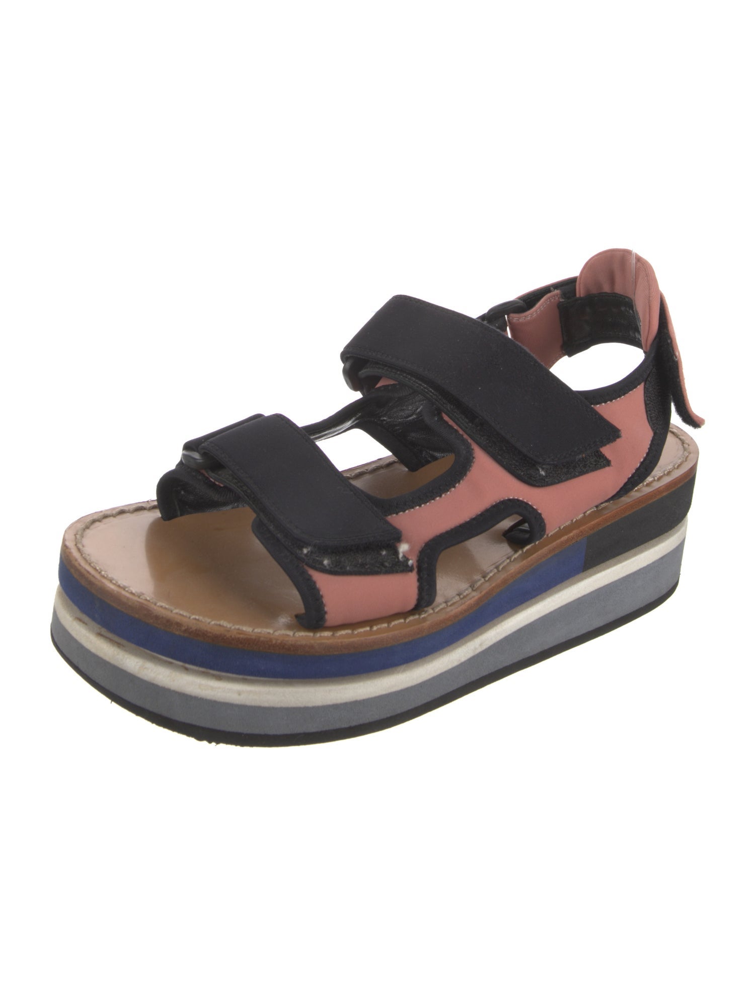 Marni Neoprene Colorblock Pattern Slingback Sandals