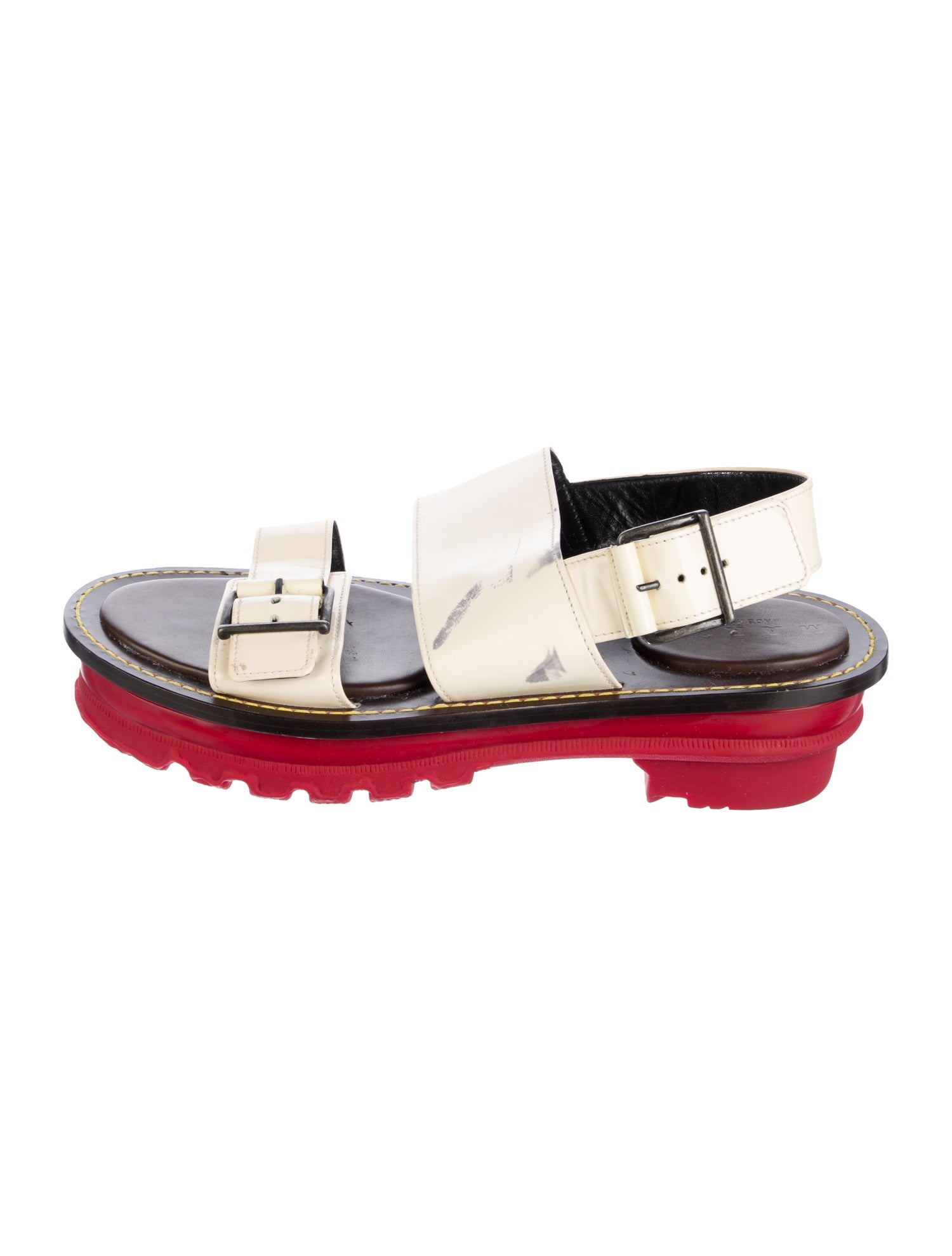 Marni Patent Leather Printed Slingback Sandals