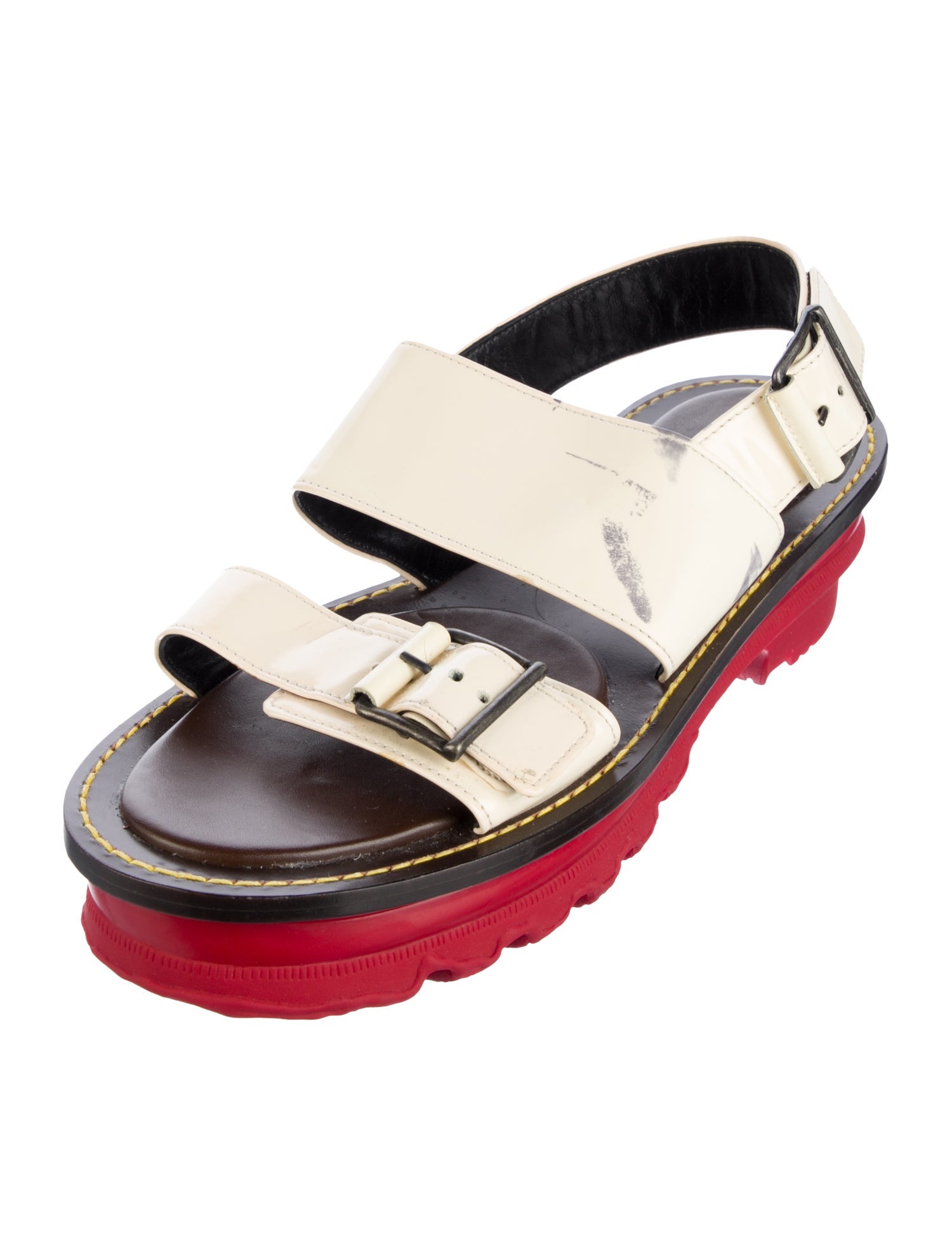 Marni Patent Leather Printed Slingback Sandals