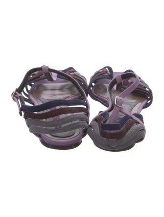 Marni Suede Lasercut Accents T-Strap Sandals